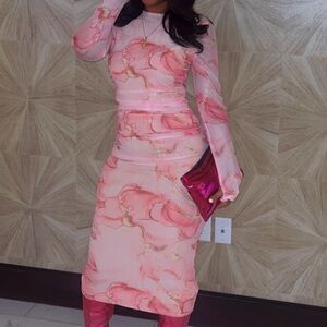 SHEIN Pink Long Sleeve Dress
